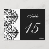Zwart-wit Damask tafel nummer kaarten (Achterkant)