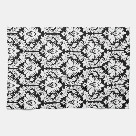 Zwart-wit Damask Theedoek (Horizontaal)