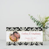 Zwart/Wit Damask Trouwfoto Aankondiging (Staand voorkant)