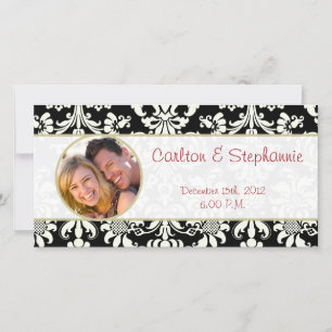 Zwart/Wit Damask Trouwfoto Aankondiging