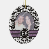 Zwart-wit damask trouwfoto ornament (Rechts)