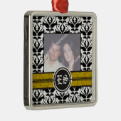 Zwart-wit damask trouwfoto ornament (Rechts)