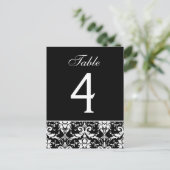 Zwart Wit Damask Trouwtafel Nummer Kaart (Staand voorkant)