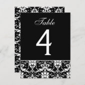 Zwart Wit Damask Trouwtafel Nummer Kaart (Voorkant / Achterkant)