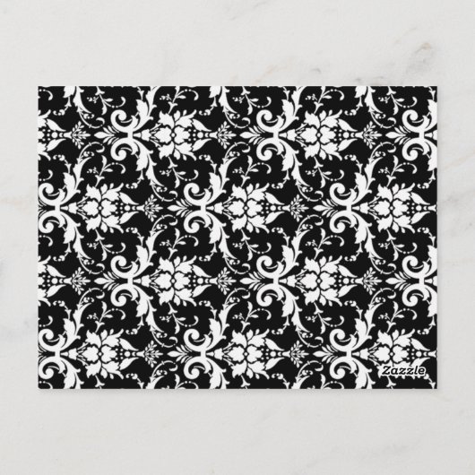 Zwart Wit Damask Trouwtafel Nummer Kaart (Achterkant)