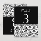 Zwart & Wit Damask Trouwtafel Nummer Kaart (Voorkant / Achterkant)