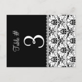 Zwart & Wit Damask Trouwtafel Nummer Kaart (Achterkant)