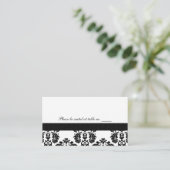 Zwart-wit Damask Trouwtafel Plaats Kaarten Plaatskaartje (Staand voorkant)