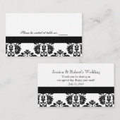 Zwart-wit Damask Trouwtafel Plaats Kaarten Plaatskaartje (Voorkant / Achterkant)