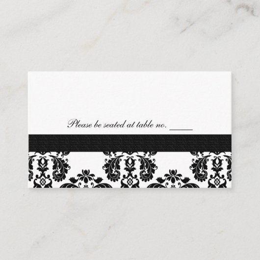 Zwart-wit Damask Trouwtafel Plaats Kaarten Plaatskaartje (Voorkant)