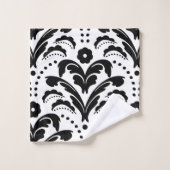 Zwart-wit Damask uit de jaren dertig Bad Handdoek (Wasdoekje)