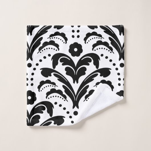 Zwart-wit Damask uit de jaren dertig Bad Handdoek (Wasdoekje)