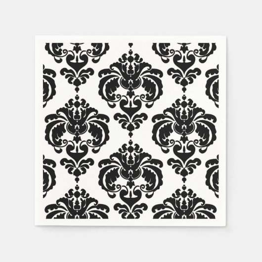 Zwart & Wit Damask Vintage Wedding Event Party Servetten (Voorkant)