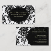 Zwart-wit Damask visitekaartjes (Voorkant / Achterkant)
