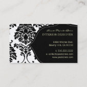 Zwart-wit Damask visitekaartjes (Achterkant)