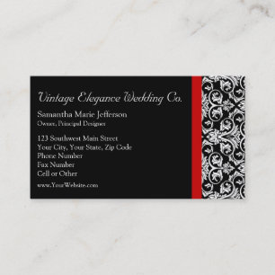 Zwart/wit Damask w/Rood Accent Mode Business Visitekaartje