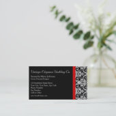 Zwart/wit Damask w/Rood Accent Mode Business Visitekaartje (Staand voorkant)