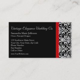 Zwart/wit Damask w/Rood Accent Mode Business Visitekaartje