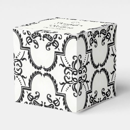 Zwart-wit Damask Wedding Favor Box Bedankdoosjes (Voorkant Zijde)