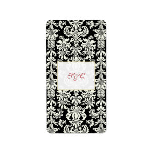 Zwart/wit Damask Wedding Hershey's Mini Wrapper Etiket
