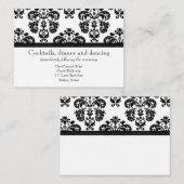 Zwart-wit Damask Wedding Receptie Kaarten (Voorkant / Achterkant)