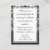 Zwart-wit Damask Wedding Receptie Kaarten (Achterkant)