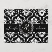 Zwart Wit Damask Wedding RSVP Briefkaart (Voorkant)