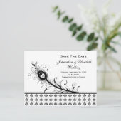 Zwart-wit Damask Wedding Save The Date Aankondigingskaart (Staand voorkant)