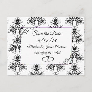Zwart Wit Damask Wedding Save the Date Briefkaart