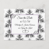 Zwart Wit Damask Wedding Save the Date Briefkaart (Voorkant)