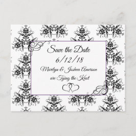 Zwart Wit Damask Wedding Save the Date Briefkaart