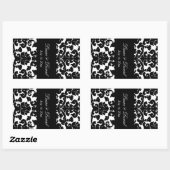 Zwart-wit Damask Wijnlabel Rechthoekige Sticker (Vel)