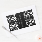 Zwart-wit Damask Wijnlabel Rechthoekige Sticker (Envelop)