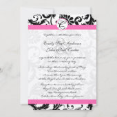 Zwart-wit Damask zwemt Fuchsia Pink Trim Kaart (Voorkant)