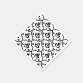 Zwart-wit Damaskpatroon Bloemenservetten Servetten (Hoek)