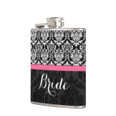 Zwart-wit damasks bruid heupfles (Links)