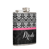 Zwart-wit damasks bruid heupfles (Rechts)