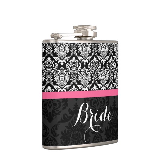 Zwart-wit damasks bruid heupfles (Rechts)