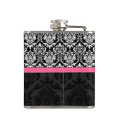 Zwart-wit damasks bruid heupfles (Achterkant)