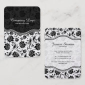 Zwart-wit  Damasmaskerpatroon Gepersonaliseerd Visitekaartje (Voorkant / Achterkant)