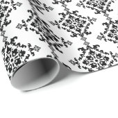 Zwart-wit Damasontwerp Cadeaupapier (Rol Hoek)