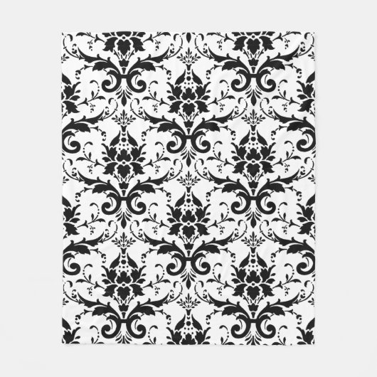 Zwart-wit Damasontwerp met schroefdraad Fleece Deken (Voorkant)