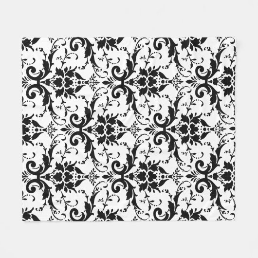 Zwart-wit Damasontwerp met schroefdraad Fleece Deken (Voorkant (Horizontaal))