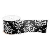 Zwart-wit  Damaspatroon 1 Satijnen Lint (Spoel)