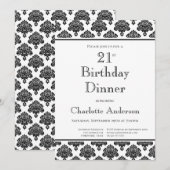 Zwart-wit Damaspatroon 21ste geboortedag Kaart (Voorkant / Achterkant)