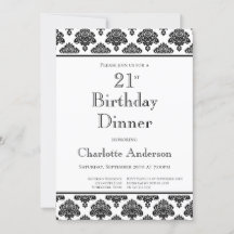 Zwart-wit Damaspatroon 21ste geboortedag