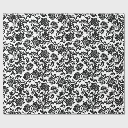 Zwart-wit  Damaspatroon Cadeaupapier (Vlak)