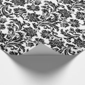 Zwart-wit  Damaspatroon Cadeaupapier (Hoek)