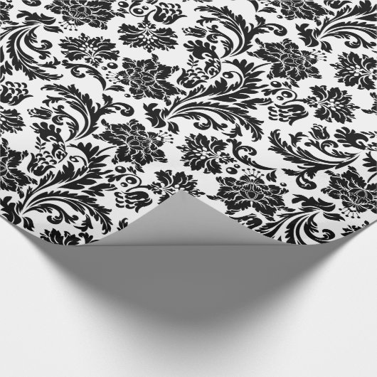 Zwart-wit  Damaspatroon Cadeaupapier (Hoek)