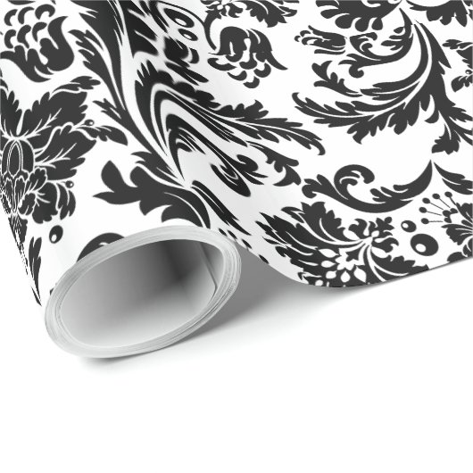Zwart-wit  Damaspatroon Cadeaupapier (Rol Hoek)